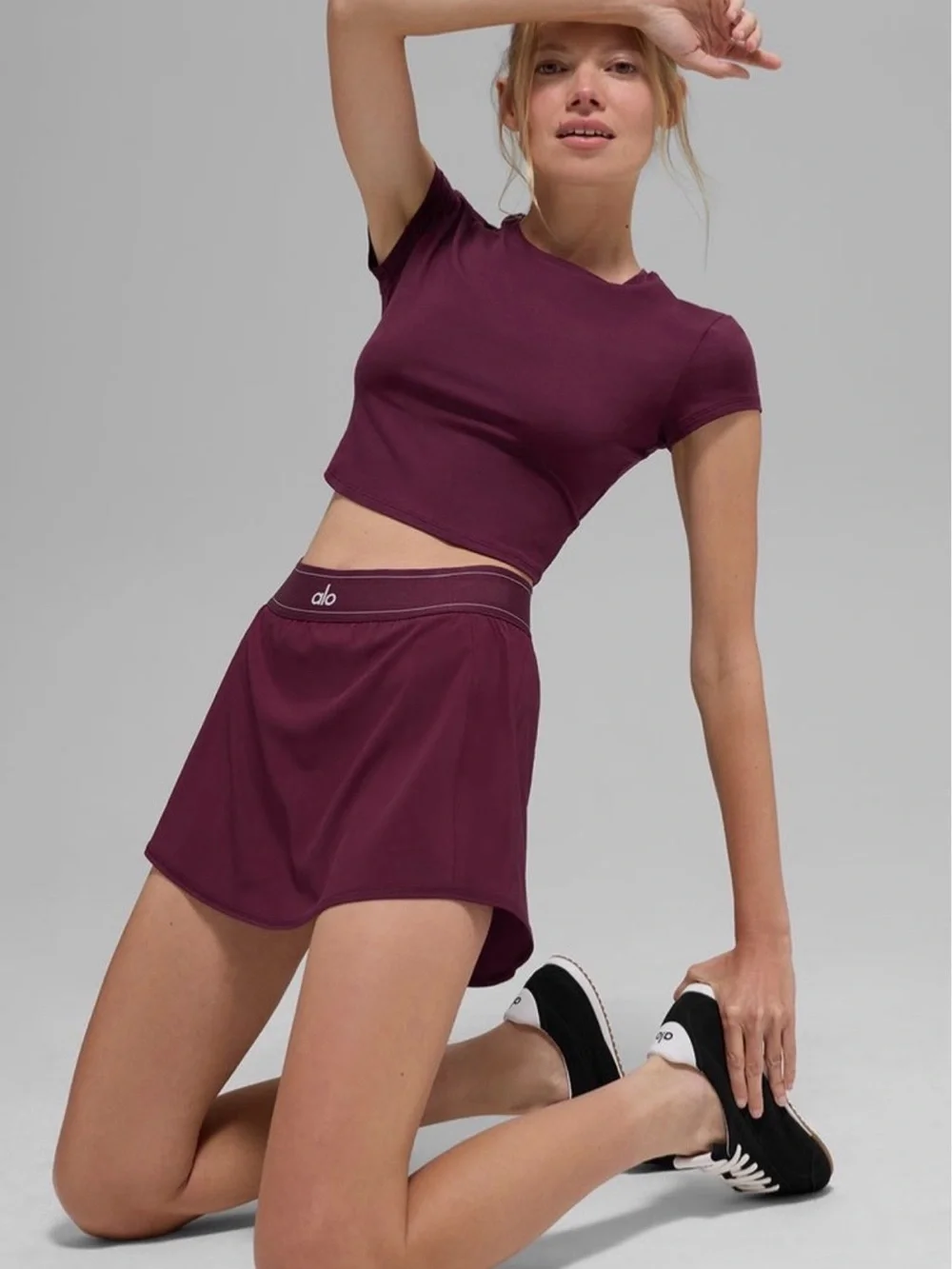 ALO Yoga Women's Burgundy Match Point Tennis Skirt